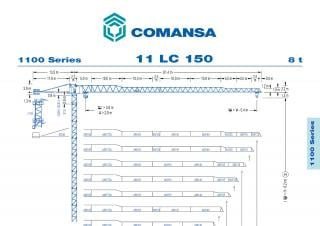 Comansa 11LC150 crane - load chart, specs & dimensions (2021 - 2026)