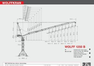Wolffkran 1250 B crane - load chart, specs & dimensions (2011 - 2026)