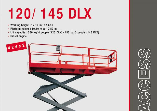Manitou 145 DLX Wheeled scissor lifts (2001 - 2002) Specifications & Dimensions