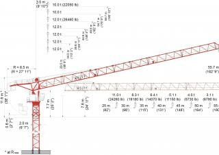 Wolffkran 166 B US crane - load chart, specs & dimensions (2019 - 2026)