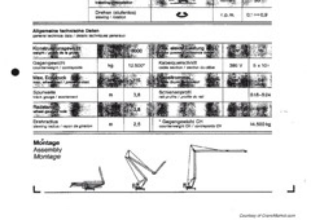 Pekazett 2510 SM crane - load chart, specs & dimensions (1988 - 1997)
