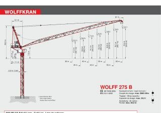 Wolffkran 275 B crane - load chart, specs & dimensions (2016 - 2026)