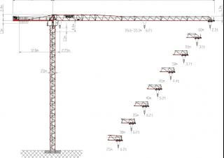 Wolffkran 6023.6 clear crane - load chart, specs & dimensions (2008 - 2025)