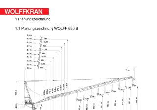 Wolffkran 630 B crane - load chart, specs & dimensions (2011 - 2026)