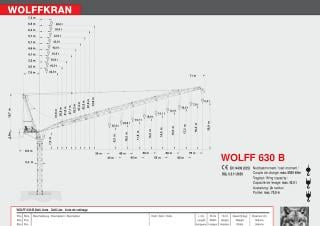Wolffkran 630 B crane - load chart, specs & dimensions (2011 - 2026)