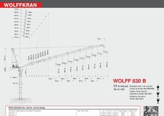 Wolffkran 630 B crane - load chart, specs & dimensions (2011 - 2026)