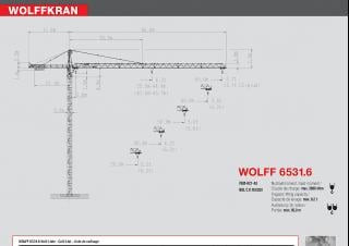 Wolffkran 6531.6 cross crane - load chart, specs & dimensions (2008 - 2019)