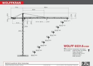 Wolffkran 6531.6 cross crane - load chart, specs & dimensions (2008 - 2019)