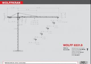 Wolffkran 6531.8 cross crane - load chart, specs & dimensions (2008 - 2019)