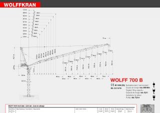 Wolffkran 700 B crane - load chart, specs & dimensions (2011 - 2026)