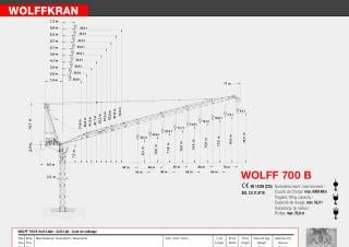 Wolffkran 700 B crane - load chart, specs & dimensions (2011 - 2026)