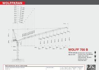 Wolffkran 700 B crane - load chart, specs & dimensions (2011 - 2026)