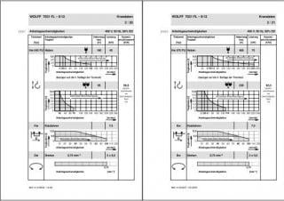 Wolffkran 7031 FL 6/12 crane - load chart, specs & dimensions (1996 - 2004)