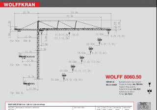 Wolffkran 8060.50 cross crane - load chart, specs & dimensions (2002 - 2026)