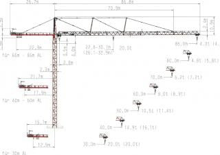 Wolffkran 8540 FL 20 crane - load chart, specs & dimensions (2001 - 2010)