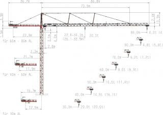 Wolffkran 8540 FL 20 crane - load chart, specs & dimensions (2001 - 2010)