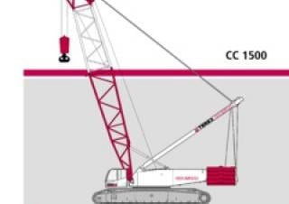 Terex-Demag CC 1500 crane - load chart, specs & dimensions (2003 - 2005)