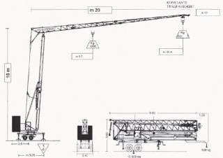 Eurogru ® DS 205 crane - load chart, specs & dimensions (1998 - 2007)