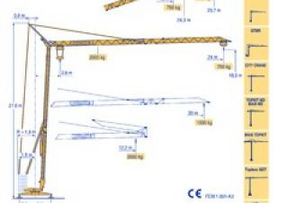 Potain HD 16 C crane - load chart, specs & dimensions (1998 - 2002)