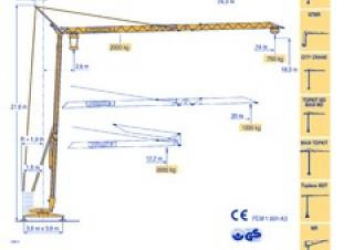 Potain HD 16C crane - load chart, specs & dimensions (1998 - 2001)