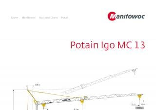 Potain IGO MC 13 crane - load chart, specs & dimensions (2007 - 2013)