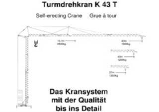 König K 43 T (2,3m) crane - load chart, specs & dimensions (2000 - 2014)