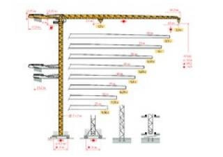 Potain MDT 268 J12 crane - load chart, specs & dimensions (2007 - 2012)