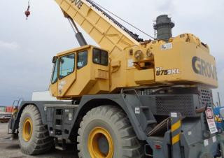 Grove RT 875 BXL crane - load chart, specs & dimensions (2003 - 2004)