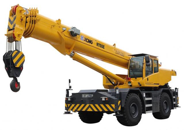 XCMG RT55E crane - load chart, specs & dimensions (2017 - 2026)