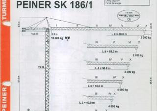 Terex Peiner SK 186/1-E-TS 19.1 crane - load chart, specs & dimensions (1996 - 2002)