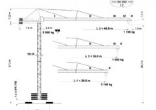 Terex Peiner SK 56-E-TS 10.3 crane - load chart, specs & dimensions (1996 - 1999)