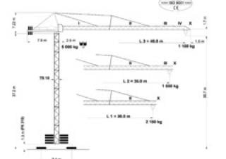 Terex Peiner SK 56-E-TS 10.3 crane - load chart, specs & dimensions (1996 - 1999)